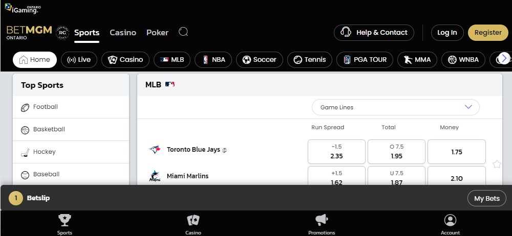 BetMGM Ontario website